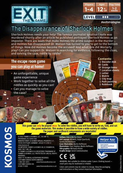 EXIT: The Game - The Disappearance of Sherlock Holmes by Inka Brand, Markus Brand(E-B00KS) DIGITAL BOOK
