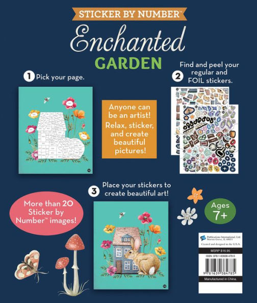 Brain Games Sticker By Number ENCHANTED Garden(E-B00KS) DIGITAL BOOK