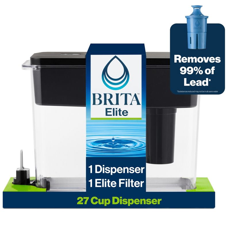 Brita Extra Large 27-Cup UltraMax Filtered Water Dispenser with Filter - Jet Black