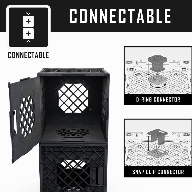 UbeCube Grabinet Kit 2"x2" Crate Black Bin: Stackable Polypropylene Decorative Box, Industrial Style, 13.5" Square