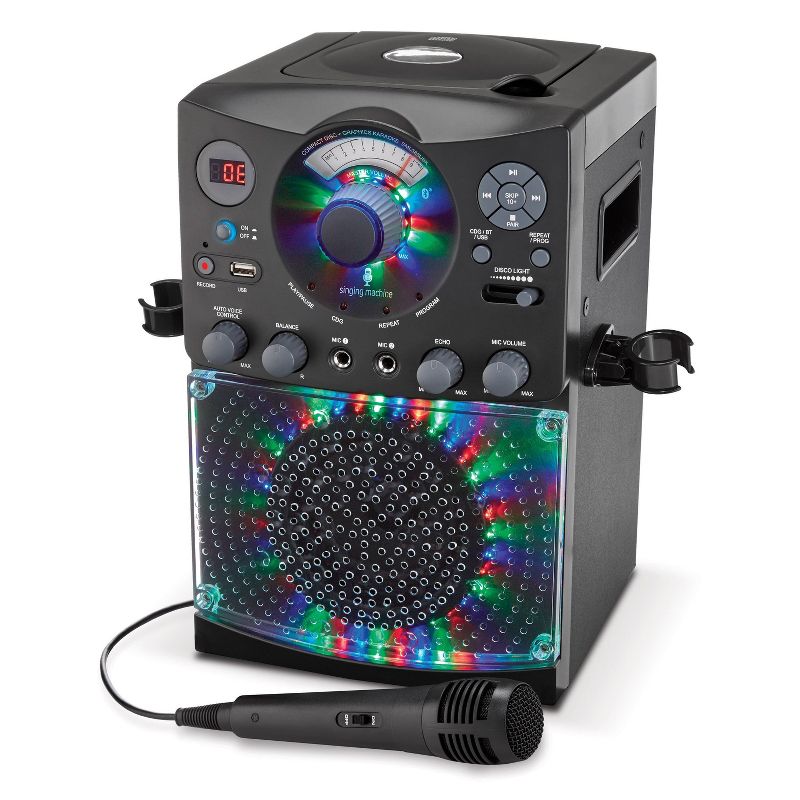 Singing Machine Bluetooth Karaoke System with LED Disco Lights and Microphone