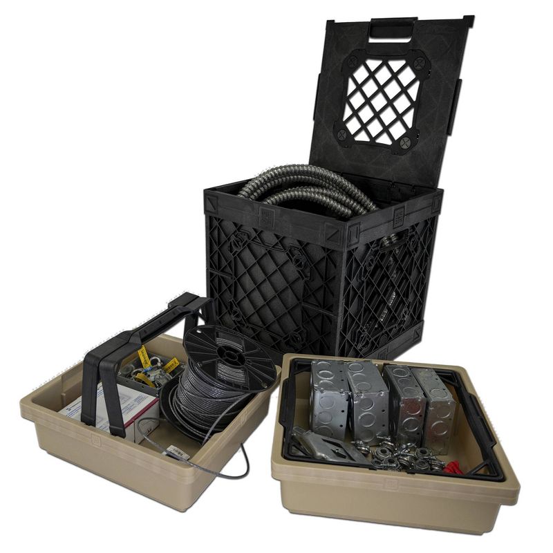 UbeCube Tradesman Double Utility Kit Black Tray: Stackable Polypropylene Decorative Box, Industrial Style, 13.5" Square