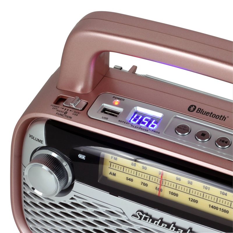 Studebaker AM/FM Portable Radio with Bluetooth and Rechargeable Battery