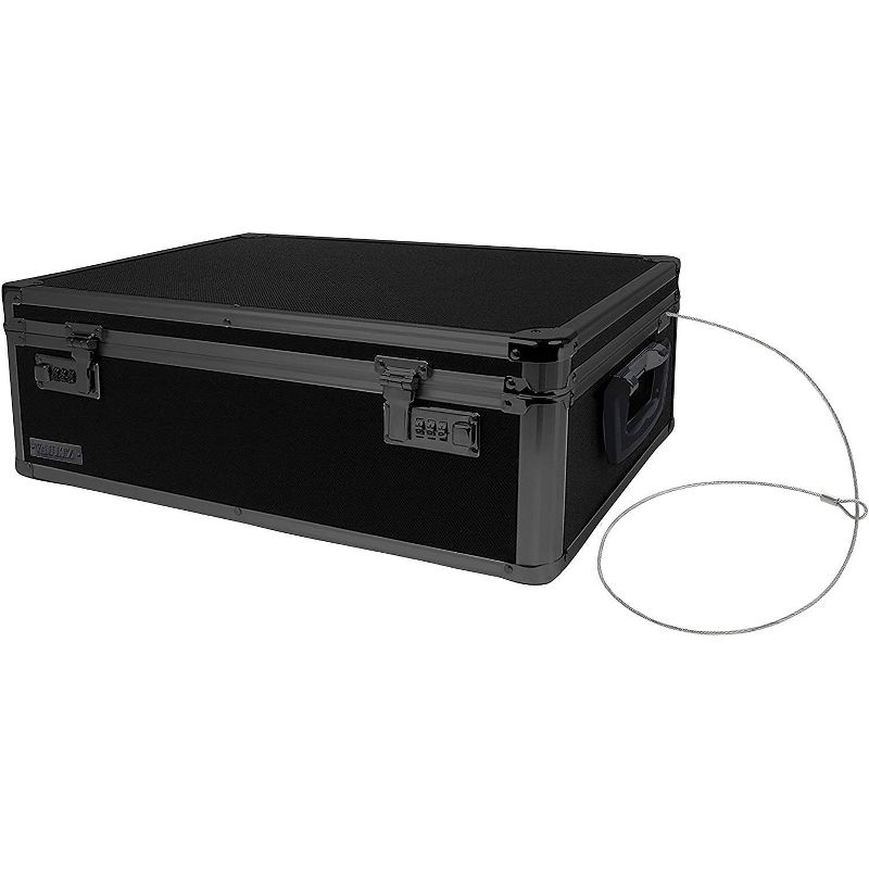 Vaultz Locking Storage Chest - Tactical Black: Impact-Resistant Portable Safe with Combination Lock, 18x13x6 Inches