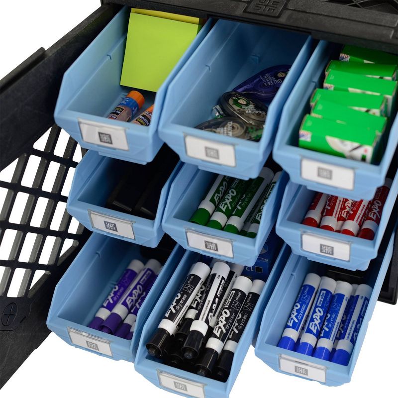 UbeCube Grabinet Kit 3"x3" Crate Black/Gray Bin: Stackable Polypropylene Decorative Box, Industrial Style, 13.5" Square