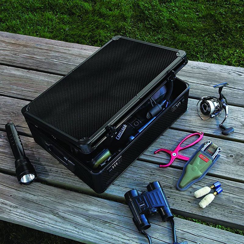 Vaultz Locking Storage Chest - Tactical Black: Impact-Resistant Portable Safe with Combination Lock, 18x13x6 Inches