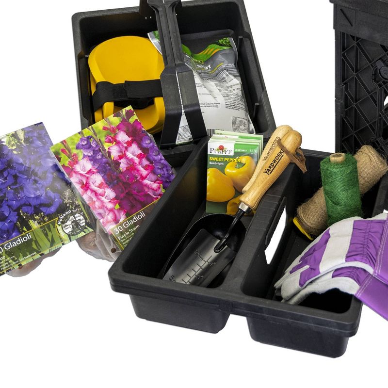 UbeCube Tradesman Double Utility Kit Black Tray: Stackable Polypropylene Decorative Box, Industrial Style, 13.5" Square