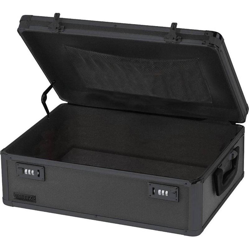 Vaultz Locking Storage Chest - Tactical Black: Impact-Resistant Portable Safe with Combination Lock, 18x13x6 Inches