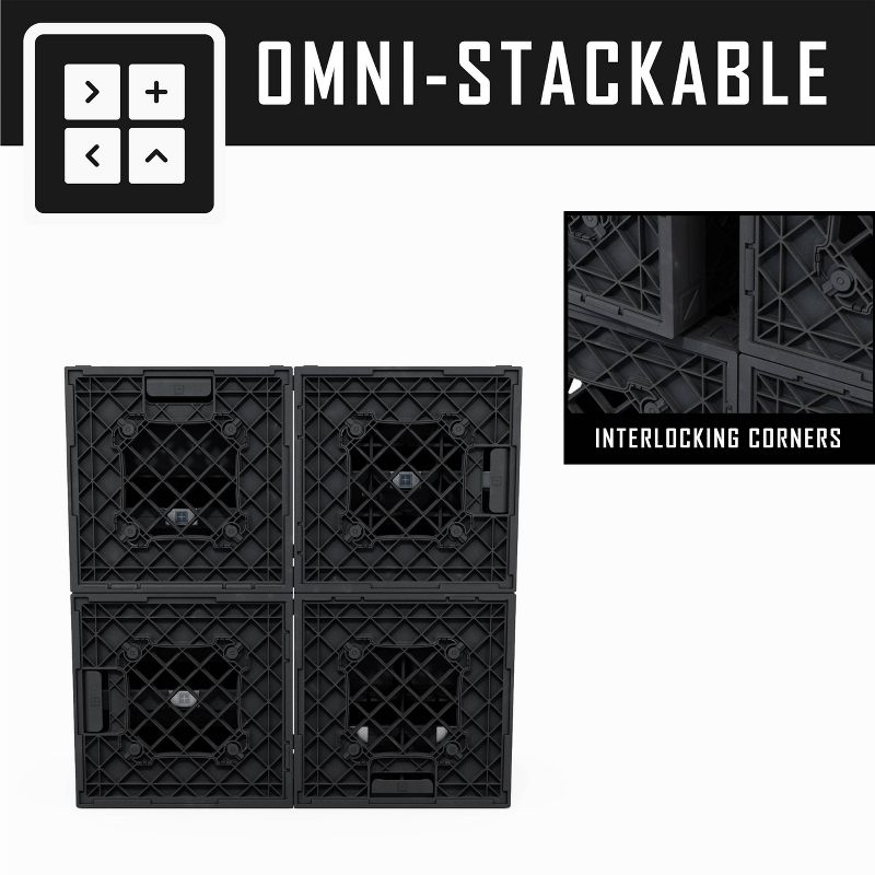 UbeCube Grabinet Kit Crate Black Bin: Stackable Polypropylene Storage, Industrial Style, 13.5" Square Decorative Box