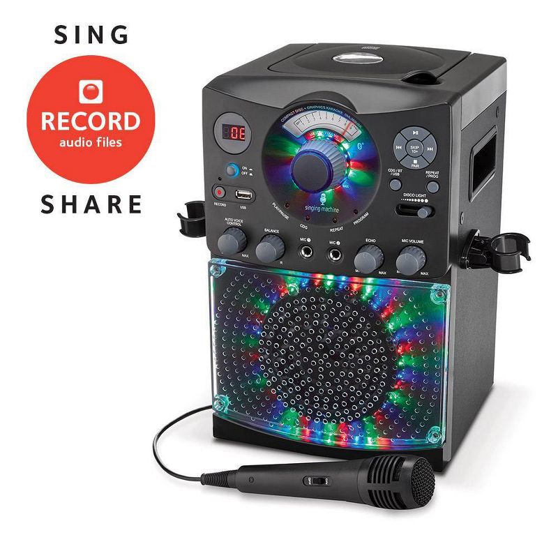 Singing Machine Bluetooth Karaoke System with LED Disco Lights and Microphone