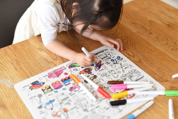 Toot Toot Honk Reusable Silicone Colouring Placemat by HeyDoodle(E-B00KS) DIGITAL BOOK