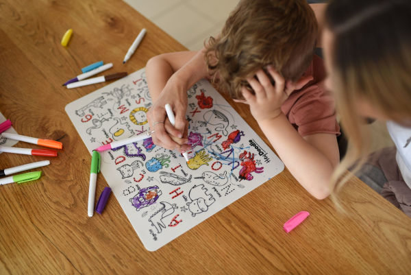 Toot Toot Honk Reusable Silicone Colouring Placemat by HeyDoodle(E-B00KS) DIGITAL BOOK