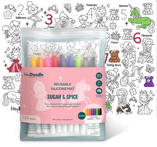 Sugar & Spice Reusable Silicone Colouring Placemat by HeyDoodle(E-B00KS) DIGITAL BOOK