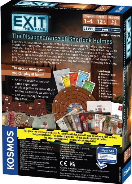 EXIT: The Game - The Disappearance of Sherlock Holmes by Inka Brand, Markus Brand(E-B00KS) DIGITAL BOOK