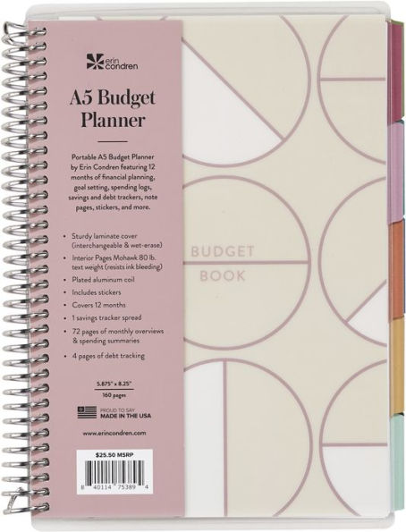 A5 Budget Planner by Erin Condren, Silver/Coiled Circle Geometric(E-B00KS) DIGITAL BOOK