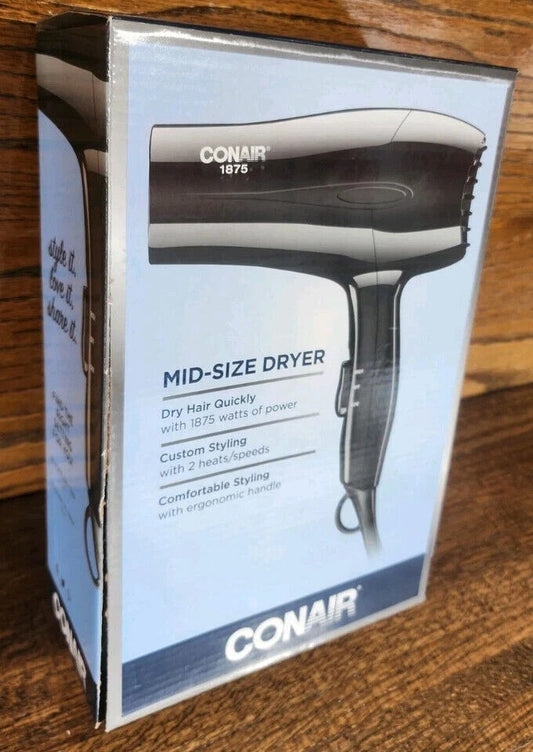 CONAIR Mid-Size Hair Dryer - 1875W - 2 Speeds/2 Heat Levels - New