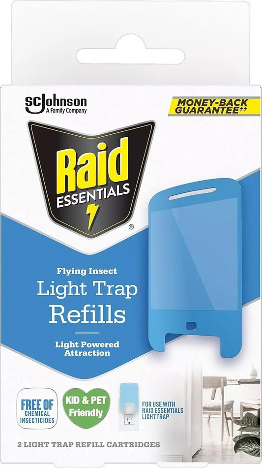 Raid Essentials Flying Insect Light Trap Refills, 2 Light Trap Refill Cartridges