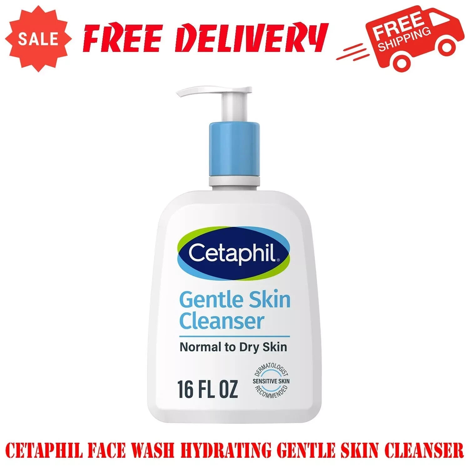 Cetaphil Face Wash Hydrating Gentle Skin Cleanser For Normal To Dry Skin, 16 oz