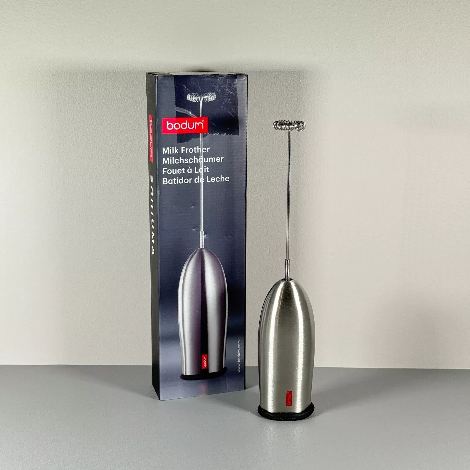 Bodum Milk Frother | Handheld | Battery Powered | Brushed Chrome Finish
