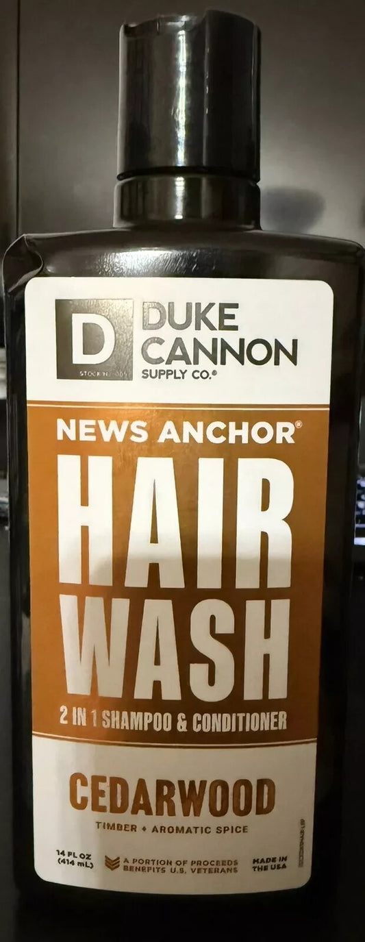 Duke Cannon Supply Co. NEWS ANCHOR 2-IN-1 HAIR WASH 14oz CEDARWOOD