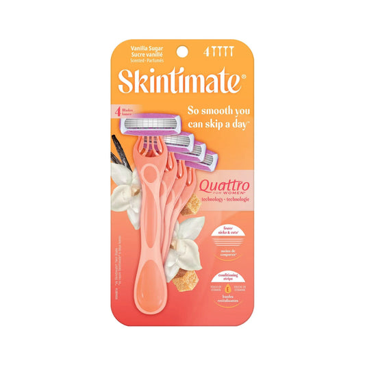 Skintimate Quattro 4-blade Razors , Vanilla Sugar, 4 Razors each