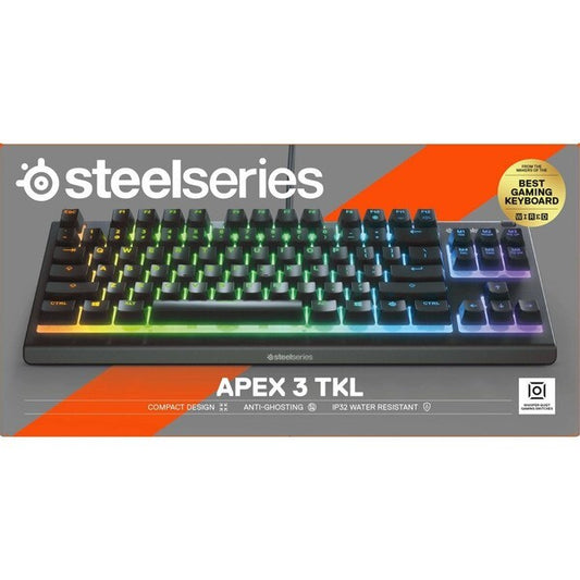 SteelSeries Apex 3 TKL Wired Membrane Whisper Quiet Switch Gaming Keyboard With