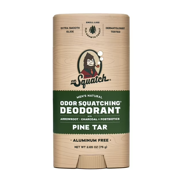 Dr. Squatch Aluminum Free Natural Deodorant Stick, Pine Tar, 2.65 oz