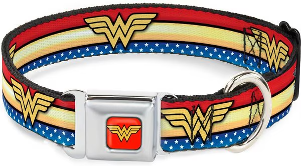 Buckle-Down Wonder Woman Polyester Dog Collar, Medium: 11 to 17-in neck, 1-in wi