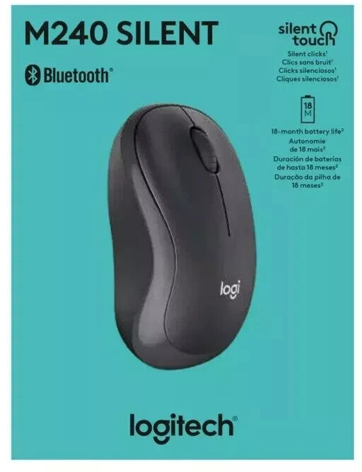 Logitech M240 Silent Touch Wireless Mouse Black 910-007114 - Sealed Pack