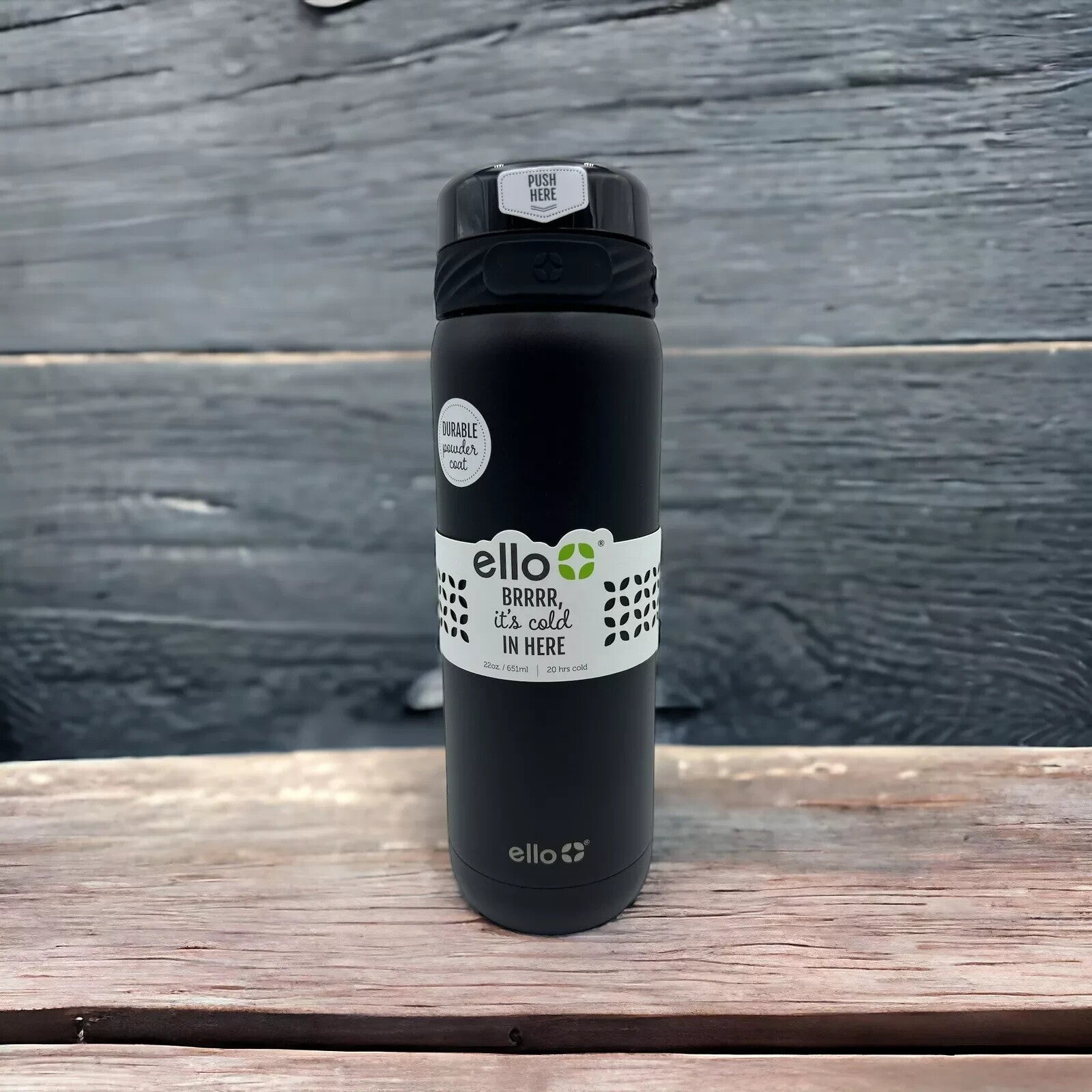 Ello Cooper Vacuum Insulated Stainless Steel Water Bottle Black 22 oz