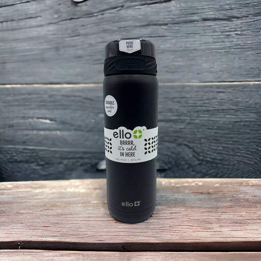 Ello Cooper Vacuum Insulated Stainless Steel Water Bottle Black 22 oz