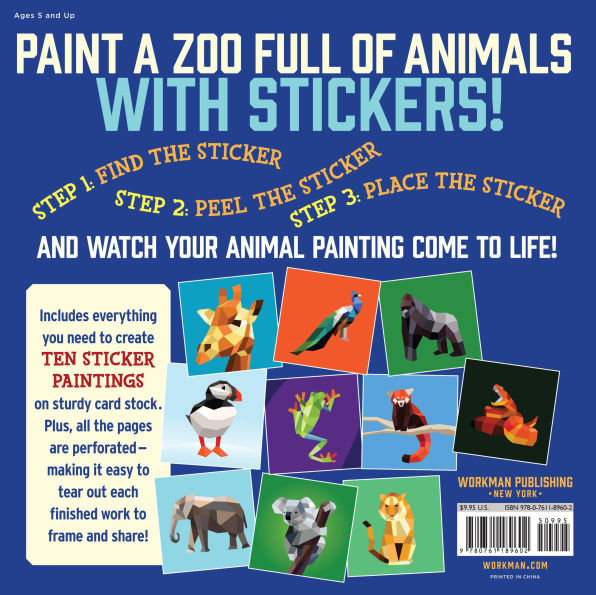 Paint by Sticker Kids: Zoo Animals: Create 10 Pictures One Sticker at a Time!(E-B00KS) DIGITAL BOOK