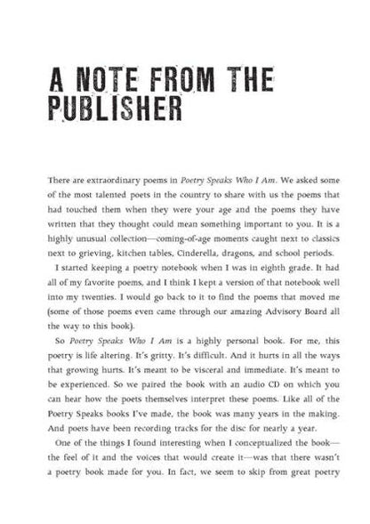 Poetry Speaks Who I Am: Poems of Discovery, Inspiration, Independence, and Everything Else(E-B00KS) DIGITAL BOOK