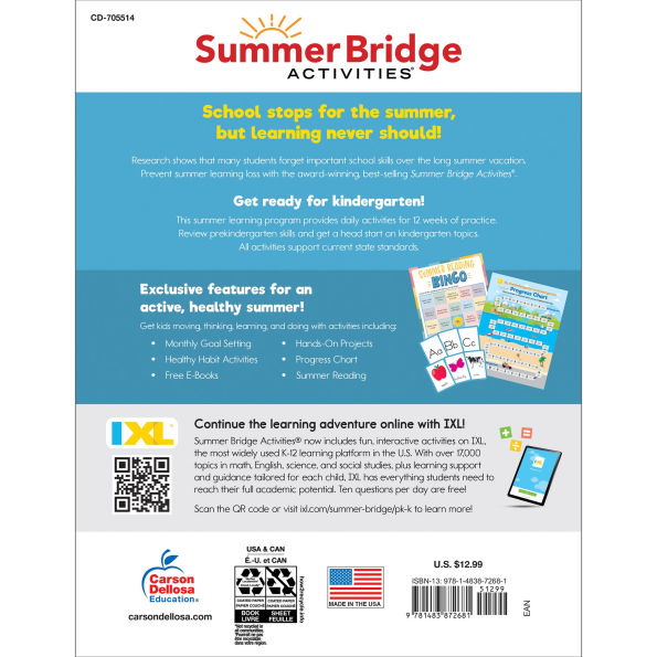 Summer Bridge Activities, Grades PK - K(E-B00KS) DIGITAL BOOK