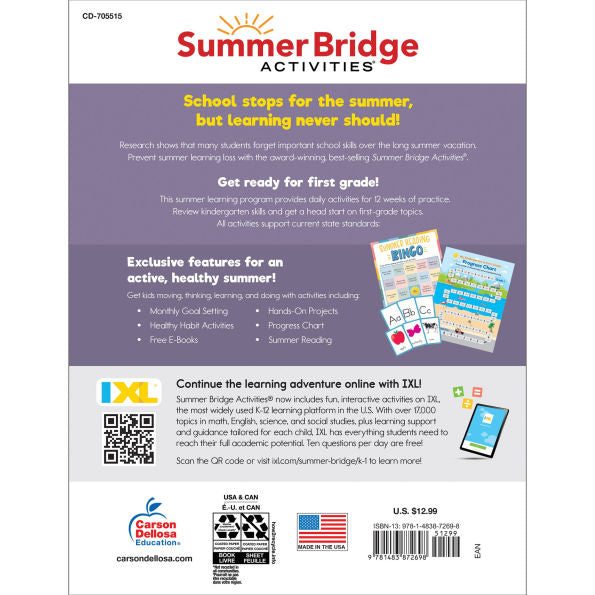 Summer Bridge Activities, Grades K - 1(E-B00KS) DIGITAL BOOK