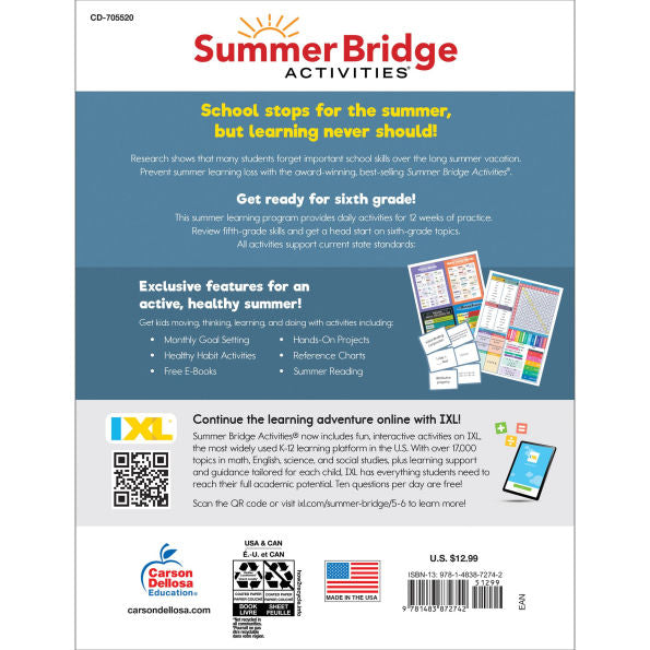 Summer Bridge Activities, Grades 5 - 6(E-B00KS) DIGITAL BOOK