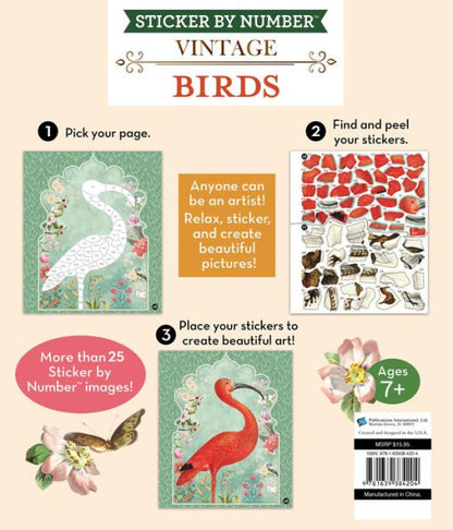 Brain Games Sticker By Number Vintage Birds(E-B00KS) DIGITAL BOOK