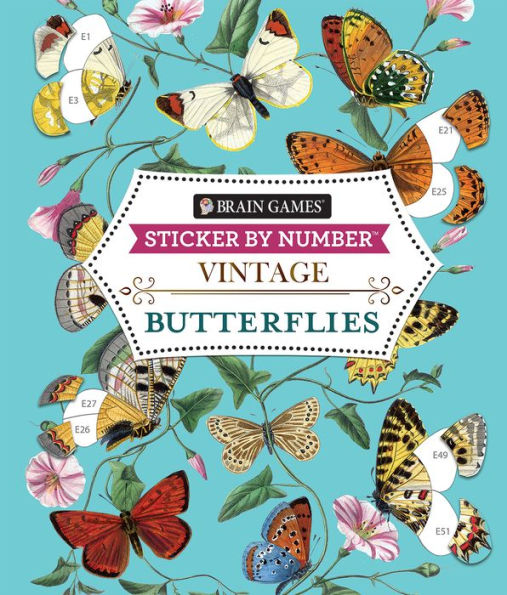 Brain Games Sticker By Number Vintage Butterflies(E-B00KS) DIGITAL BOOK