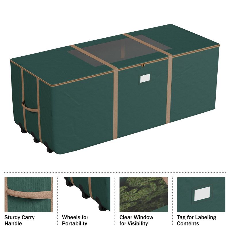 Elf Stor 67''X28''X28'' Rolling Christmas Tree Storage Bag Green