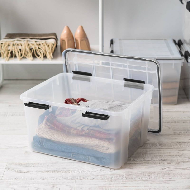 IRIS 44qt Plastic Storage Bins with Sealed Lids Clear Gasket Box Airtight Containers 4pk