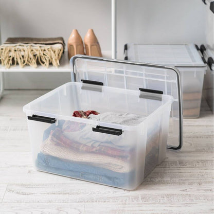 IRIS 44qt Plastic Storage Bins with Sealed Lids Clear Gasket Box Airtight Containers 4pk