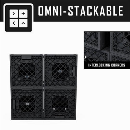 UbeCube Grabinet Kit 2"x2" Crate Black Bin: Stackable Polypropylene Decorative Box, Industrial Style, 13.5" Square