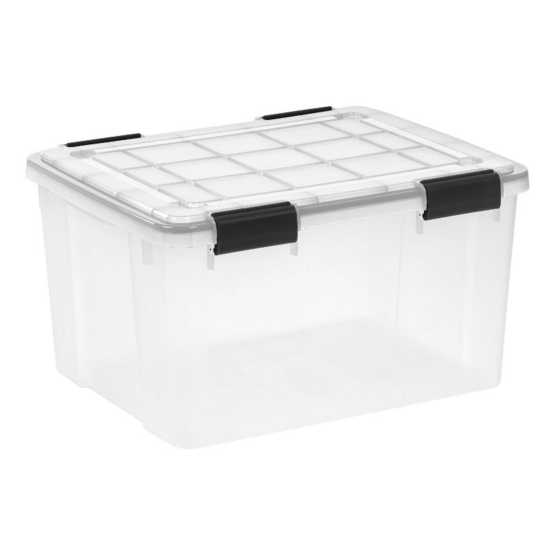 IRIS 44qt Plastic Storage Bins with Sealed Lids Clear Gasket Box Airtight Containers 4pk