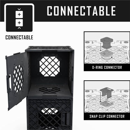 UbeCube Grabinet Kit 2"x2" Crate Black Bin: Stackable Polypropylene Decorative Box, Industrial Style, 13.5" Square