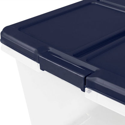 Home Logic 66qt 6pk Storage Bins Clear: Stackable Lidded Containers, Portable with Built-In Handles, Transparent Polypropylene