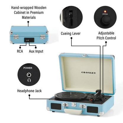 Crosley Cruiser Plus Bluetooth Vinyl Record Player - Turquoise
