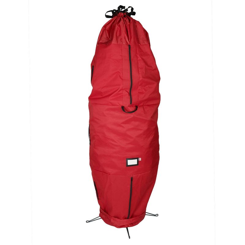 TreeKeeper 7.5' Santa's Bags Upright Tree Storage Bag: Christmas Tree Storage, Built-In Handles, Polyester, Red