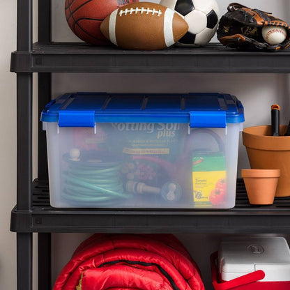 IRIS 2pk 82qt Store-it-All Box Black with Orange Lids and Buckles: Latching Storage Tote with Built-In Handles