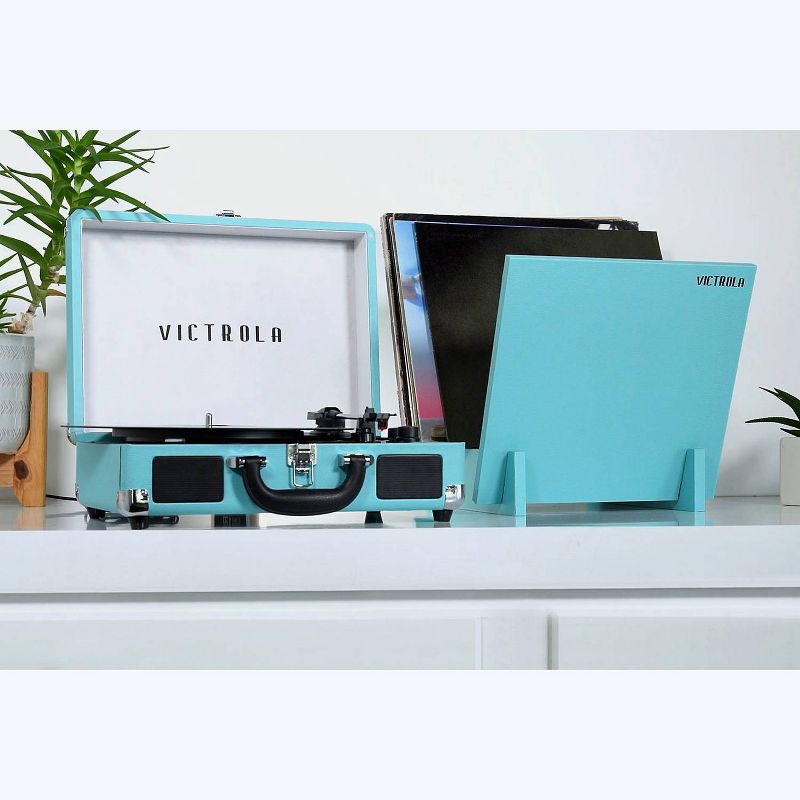 Victrola Journey Suitcase Record Player with Matching Record Stand Bluetooth - Turquoise