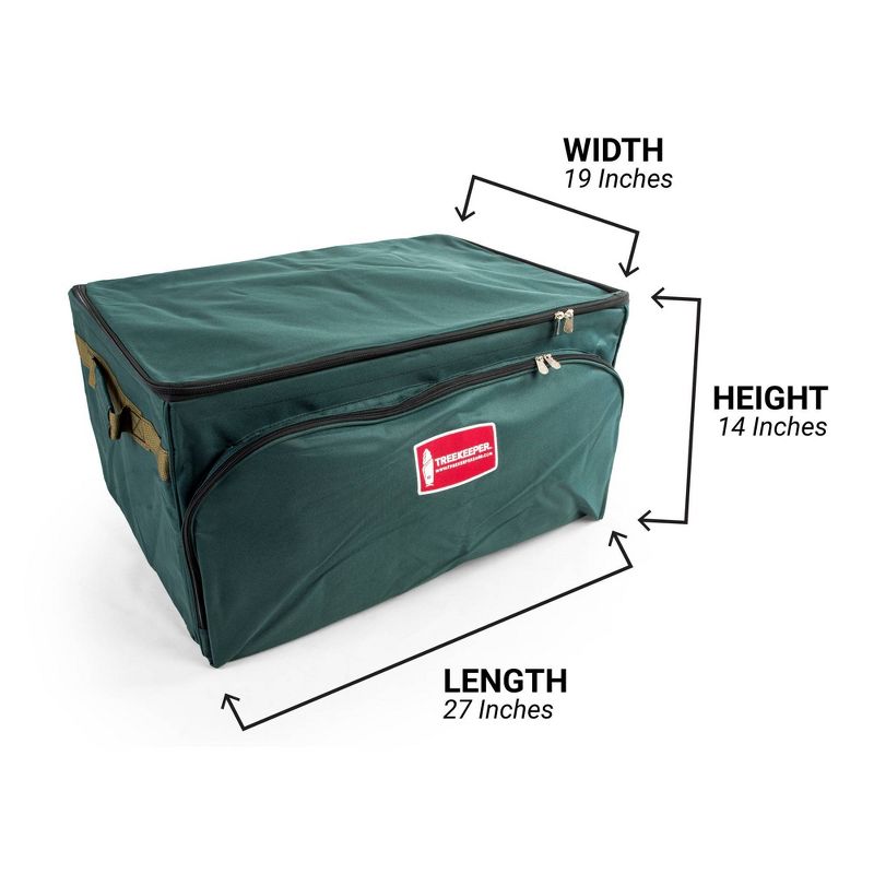 TreeKeeper 3 Tray Ornament Keeper Storage Bag with Front Pocket: Christmas Ornament Organizer, Padded Lining, Green